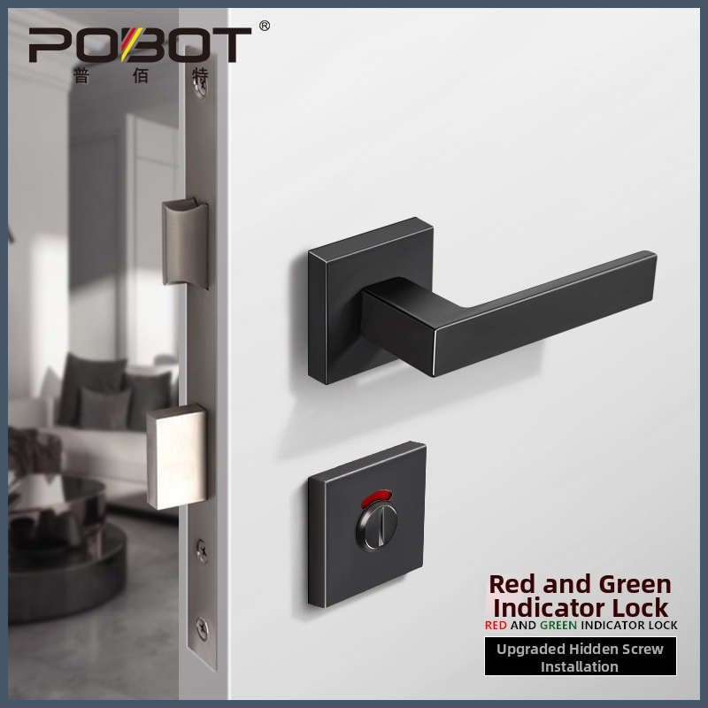 Iekštelpu durvju indikatora slēdzene, modelis PBT-55, kvadrātiska indikatora slēdzene, materiāls cinka sakausējums, tips: roktņa slēdzene, piemērots koka un metāla durvīm