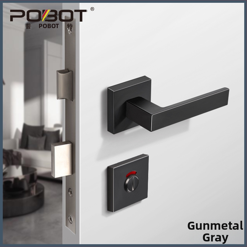 Iekštelpu durvju indikatora slēdzene, modelis PBT-55, kvadrātiska indikatora slēdzene, materiāls cinka sakausējums, tips: roktņa slēdzene, piemērots koka un metāla durvīm