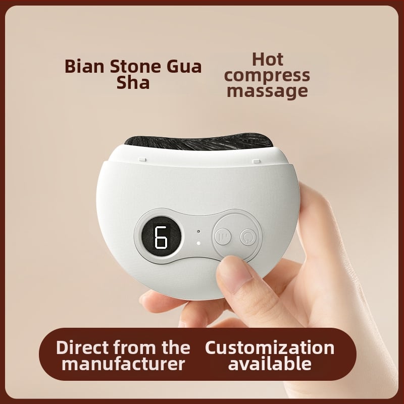 GS-03 Elektrinis gua sha veido masažas įtaisas veidui, 4 greičiai, temperatūra 36–47°C, įkrovimas, ABS