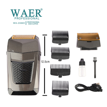 Set WAER de ras electric pentru bărbați – reîncărcabil, baterie încorporată 1200–2000 mAh, autonomie 1–3 ore, cap de tăiere detașabil lavabil cu lame din oțel inoxidabil