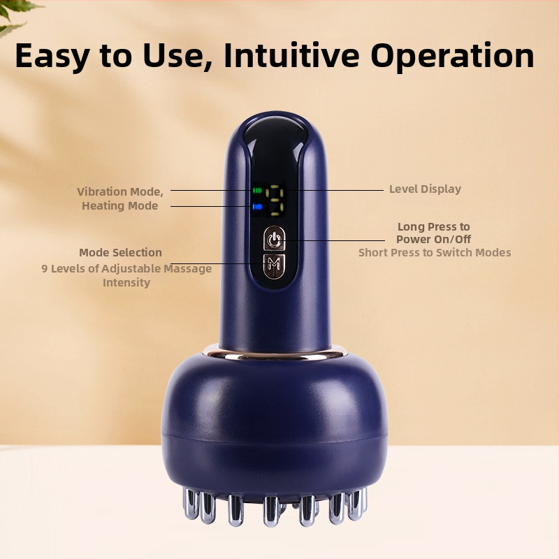 Dispozitiv electric reîncărcabil pentru Gua Sha și cupping, perie meridiană, control mecanic, ABS corp, baterie 1200 mAh