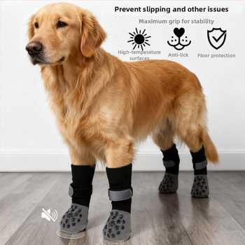 Kojinės gyvūnėliams šunims ir katėms — leopardo raštas, medvilnė, sunkus plokščias audimas mašina, satino apdaila, tinkama visoms sezonoms