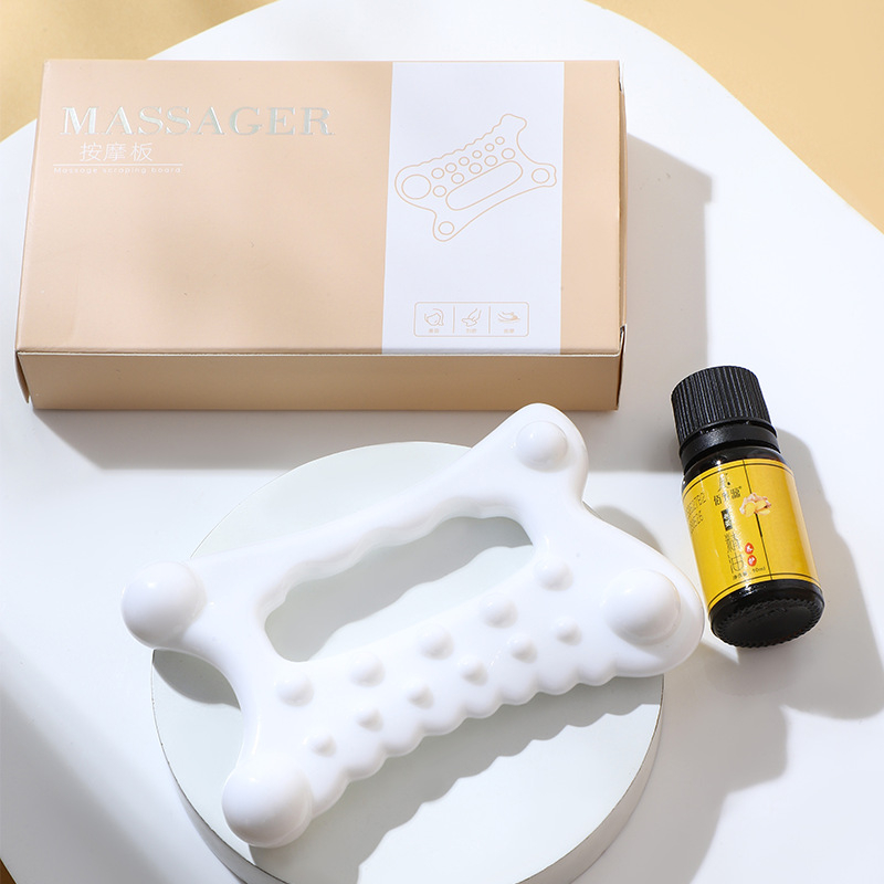 Gua sha tábla arckezelésre és testmasszázshoz, természetes gyanta anyag, márka Meihan, súly 48 g