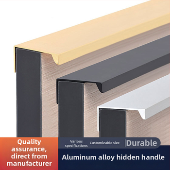 Mâner de mobilier invizibil, lung din aluminiu pentru ușă de mobilier, stil modern minimalist, turnare prin presiune, fără găuri