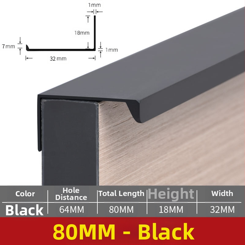 Mâner de mobilier invizibil, lung din aluminiu pentru ușă de mobilier, stil modern minimalist, turnare prin presiune, fără găuri