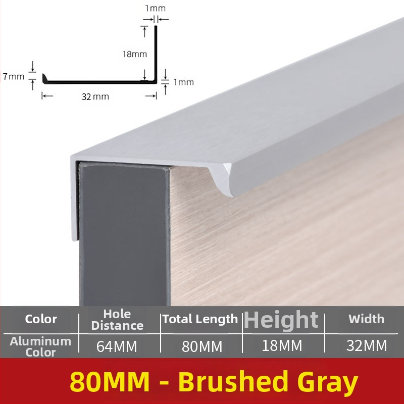 Mâner de mobilier invizibil, lung din aluminiu pentru ușă de mobilier, stil modern minimalist, turnare prin presiune, fără găuri