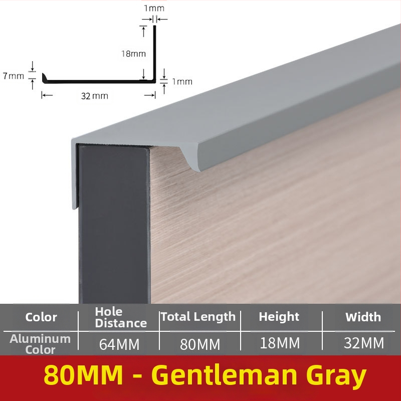 Mâner de mobilier invizibil, lung din aluminiu pentru ușă de mobilier, stil modern minimalist, turnare prin presiune, fără găuri