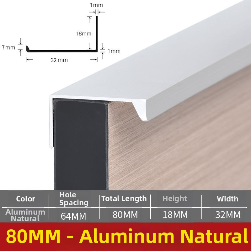 Mâner de mobilier invizibil, lung din aluminiu pentru ușă de mobilier, stil modern minimalist, turnare prin presiune, fără găuri