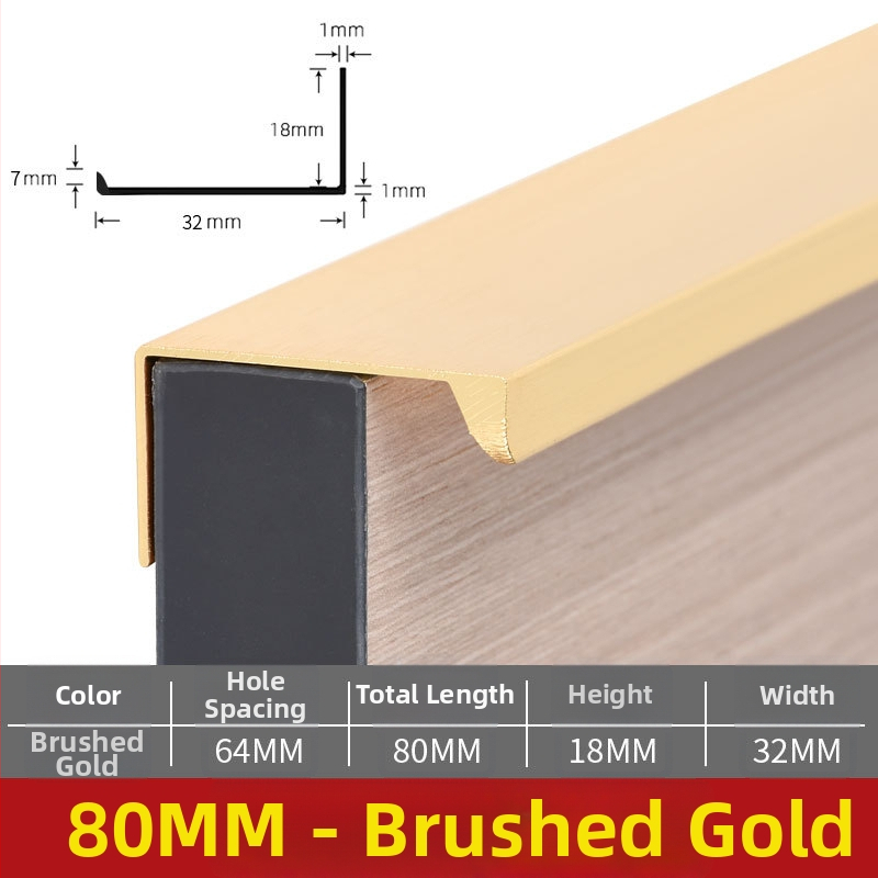 Mâner de mobilier invizibil, lung din aluminiu pentru ușă de mobilier, stil modern minimalist, turnare prin presiune, fără găuri