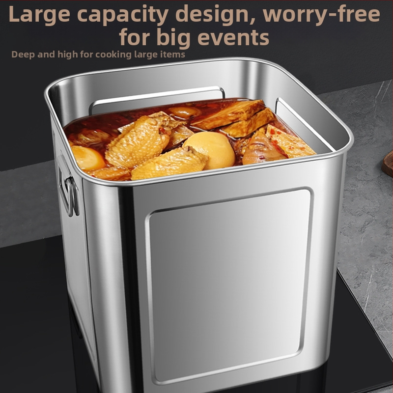 Nerūdijančio plieno kvadratinė grūdų laikymo statinė, sandari, atspari drėgmei ir kenkėjams, talpa 4–5 L, su spaustu logotipu.