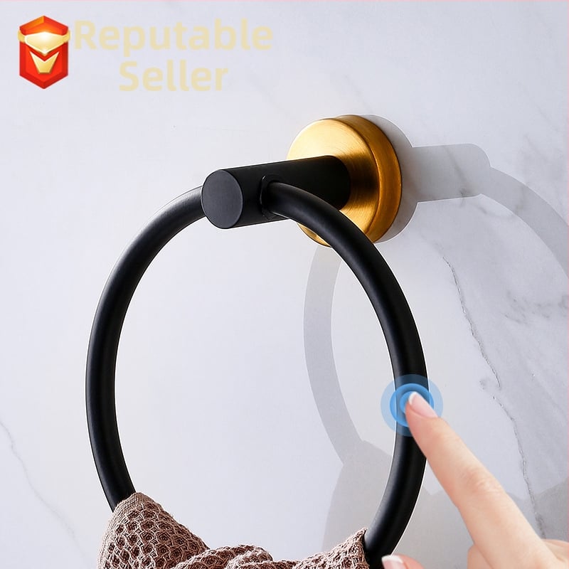 Inel pentru prosoape din oțel inoxidabil 304, finisaj lucios, formă circulară, montaj fără găurire, capacitate de încărcare 10 kg