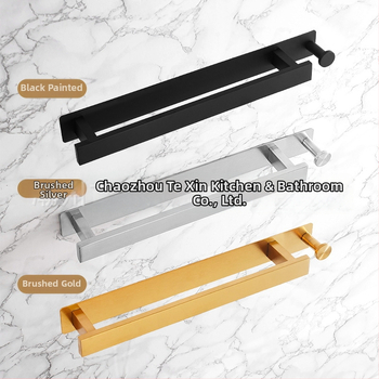 Nerūdijančio plieno rankšluosčių laikiklis, sieninis be gręžimo, vienos strypo vonios kambariui