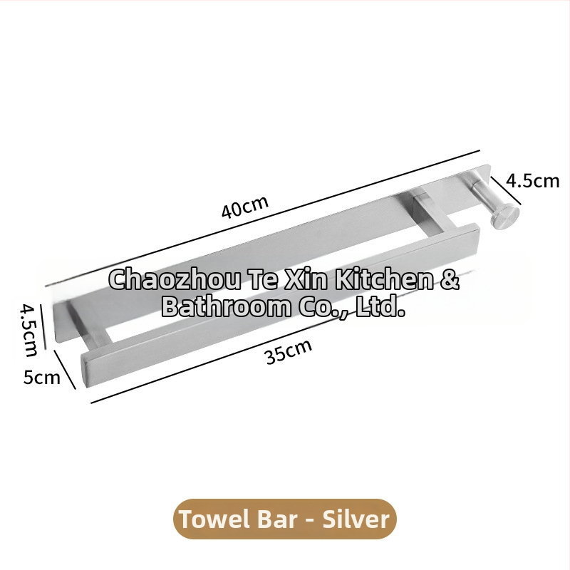 Nerūdijančio plieno rankšluosčių laikiklis, sieninis be gręžimo, vienos strypo vonios kambariui