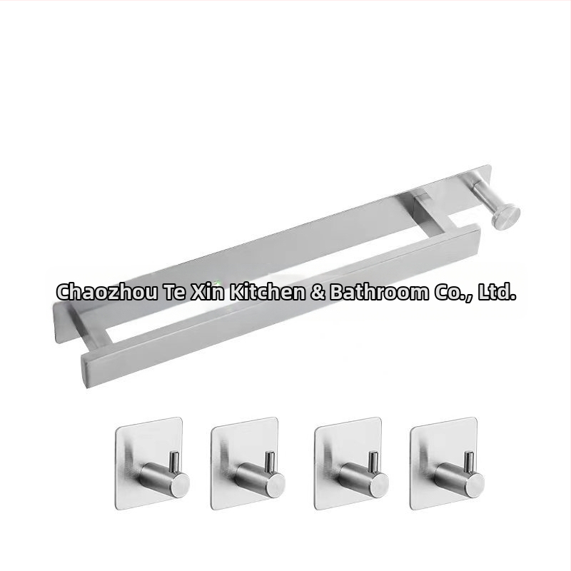 Nerūdijančio plieno rankšluosčių laikiklis, sieninis be gręžimo, vienos strypo vonios kambariui