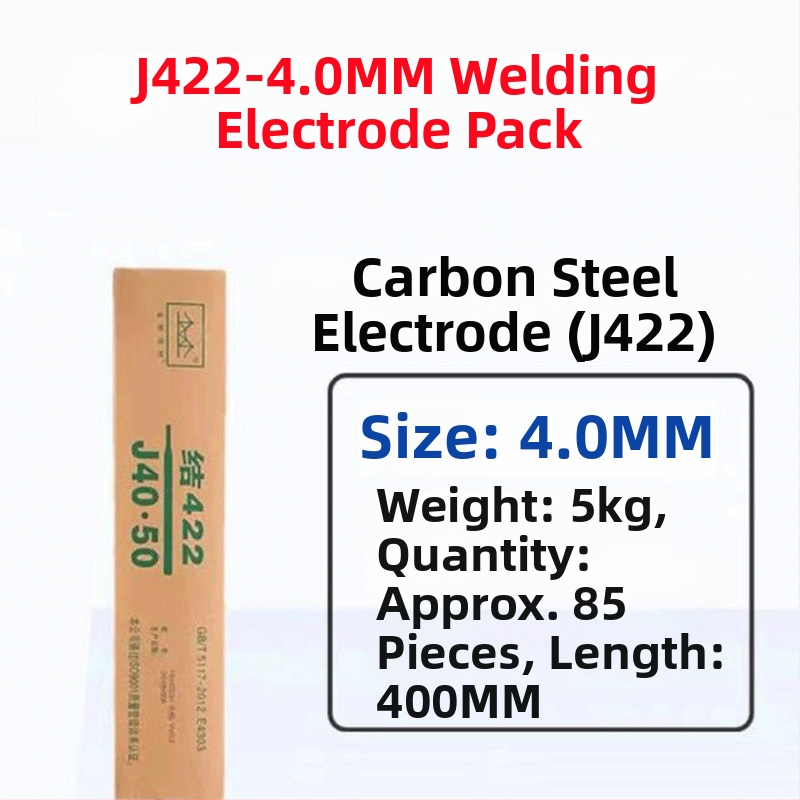 Suvirinimo elektroda J422, atspari dėvėjimuisi ir lipimui, įprastas anglies plienas, kietumas 42 HRC, darbinė temperatūra 0-50°C.