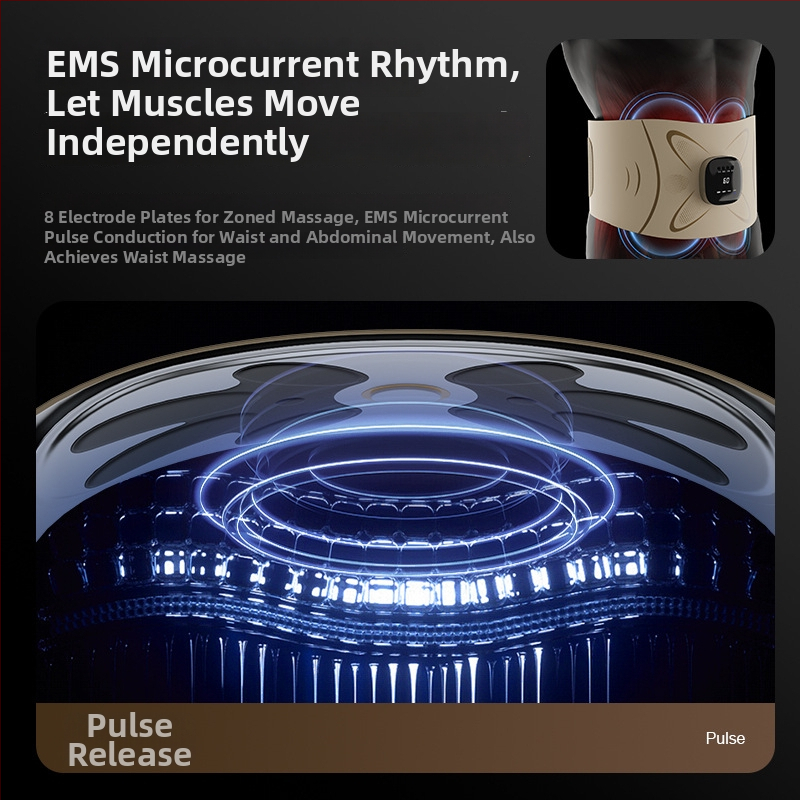 Juosmens masažuoklis su EMS impulsais, mikro srovės šildymas, vibracija ir karštas suspaudimas, 4 masažo galvutės, baterijų maitinimas YM-03