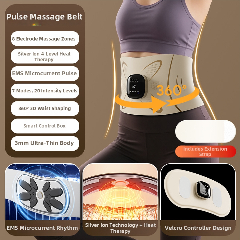 Juosmens masažuoklis su EMS impulsais, mikro srovės šildymas, vibracija ir karštas suspaudimas, 4 masažo galvutės, baterijų maitinimas YM-03