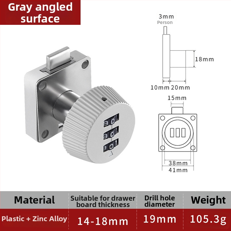 Mehaaniline paroollukustussüsteem büroomööblile – mudel 138; materjal: tsingi sulam ja plastik; sobib sahtlitele, arhivaarskapidele ja kappidele; varjatud paigaldus