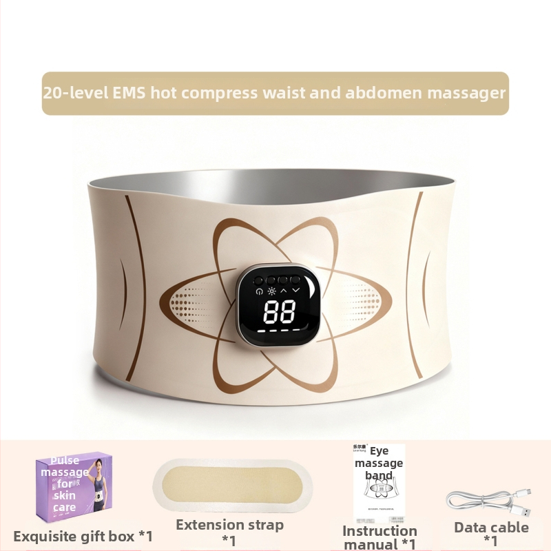 EMS impulsinis masažo diržas juosmeni — išmanus formavimo diržą su šildančiu kompresu, įkraunamas, 4 režimai, iki 4 masažo galvučių