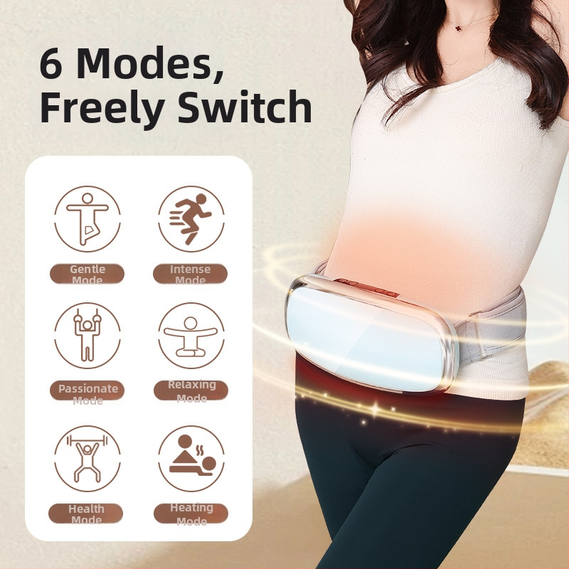 Enlong pilvo masažo juosta — įkraunama, kompiuterinio tipo valdymas, vibracija ir karšto suspaudimo masažas, 4 masažo galvutės, 4 lygiai