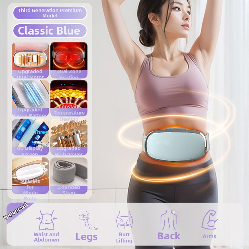 Enlong pilvo masažo juosta — įkraunama, kompiuterinio tipo valdymas, vibracija ir karšto suspaudimo masažas, 4 masažo galvutės, 4 lygiai