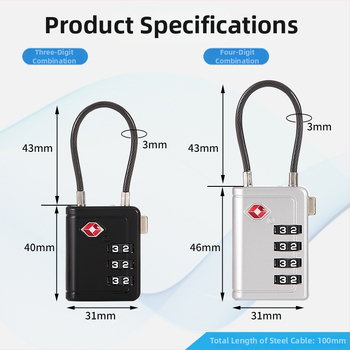 Simplicity TSA bagažo užraktas su 4 skaitmenų kombinacija, cinko lydinys, modelis 23221