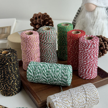 Kokvilnas diegs Jiefeng, 100 m garums, piemērots dāvanas iesaiņojumam, dekorācijām un tekstilizstrādājumiem.