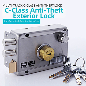 Rozsdamentes acél kültéri ajtózár, modell 9368, klasszikus kivitelű zár, modern egyszerű stílus