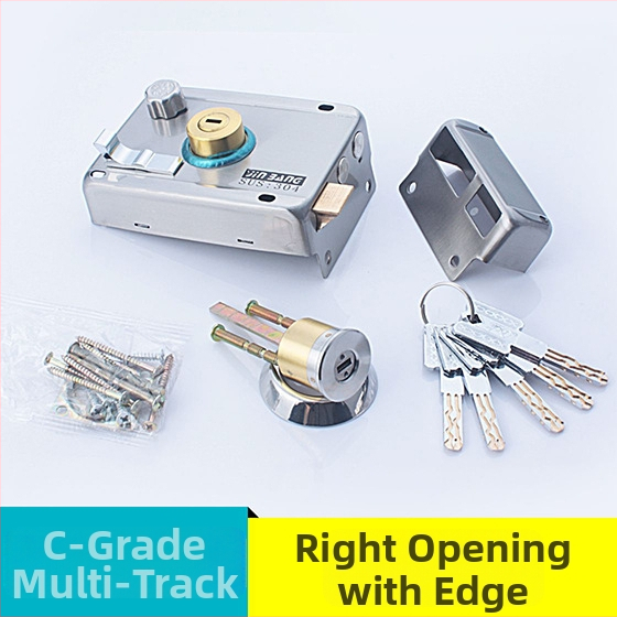 Rozsdamentes acél kültéri ajtózár, modell 9368, klasszikus kivitelű zár, modern egyszerű stílus