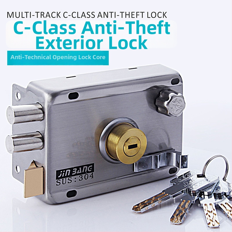 Rozsdamentes acél kültéri ajtózár, modell 9368, klasszikus kivitelű zár, modern egyszerű stílus