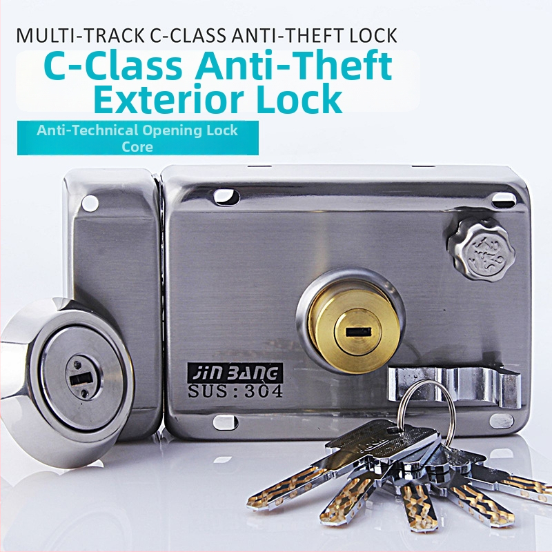 Rozsdamentes acél kültéri ajtózár, modell 9368, klasszikus kivitelű zár, modern egyszerű stílus