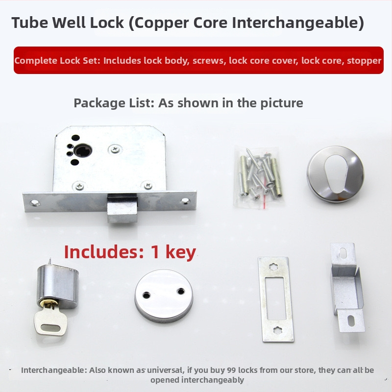 Mortise atslēga Pipe Well Lock – nerūsējošais tērauds, atslēgas vadība, ugunsdrošām durvīm, elektriskām telpām un cauruļu šahtām