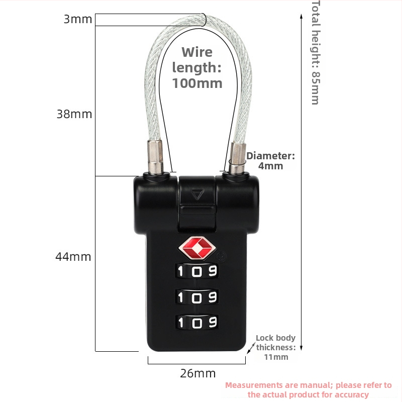 LOCK NF NF6304 Spyna bagažui ir spintelėms, iš cinko lydinio, tinkama kuprinėms, lagaminams su ratukais ir spintelėms, tarpo tarp strėlių 17, mechaninio tipo