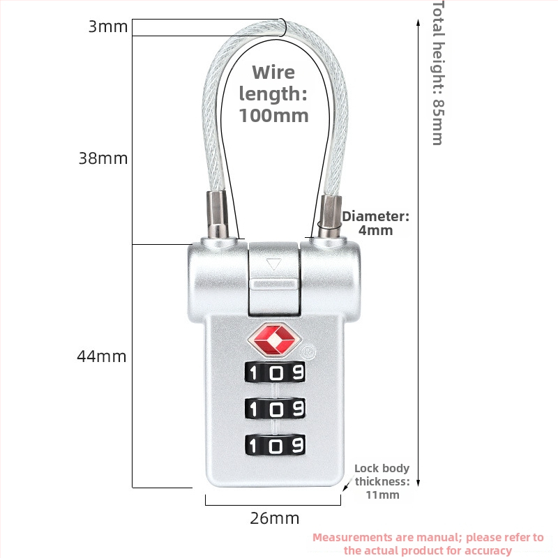 LOCK NF NF6304 Spyna bagažui ir spintelėms, iš cinko lydinio, tinkama kuprinėms, lagaminams su ratukais ir spintelėms, tarpo tarp strėlių 17, mechaninio tipo