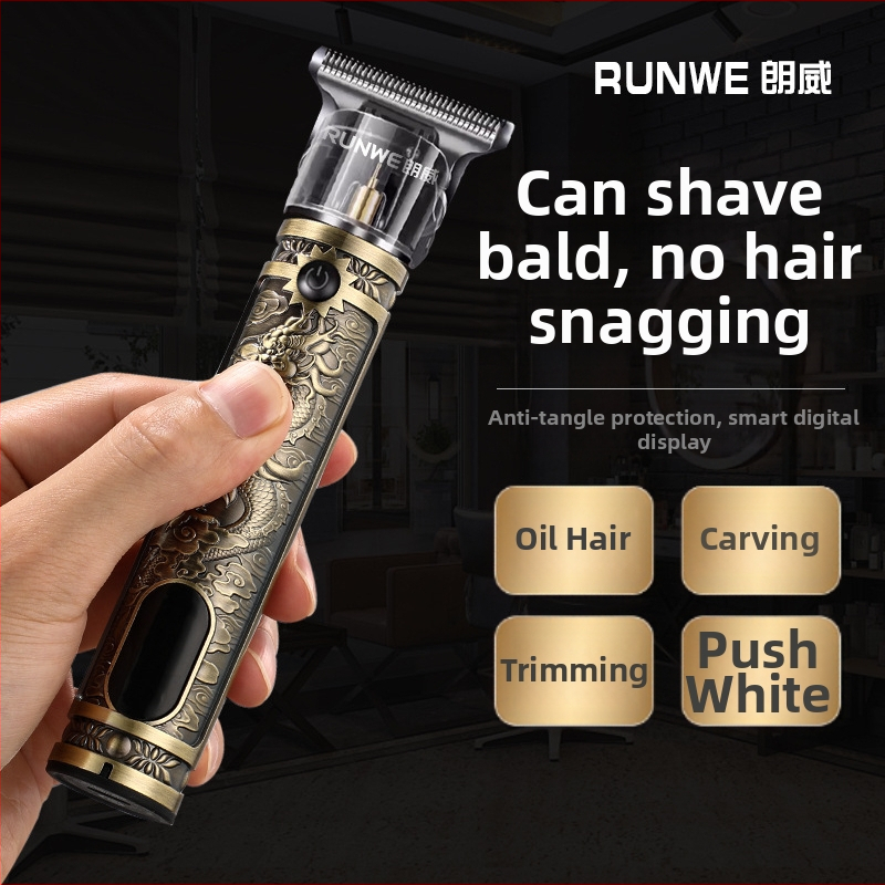 Elektrický holiaci strojček na vlasy - nabíjateľný, zabudovaná batéria 1200–2000mAh, výdrž 1–3 hodiny, čepele z nehrdzavejúcej ocele, vymeniteľná a umývateľná hlava