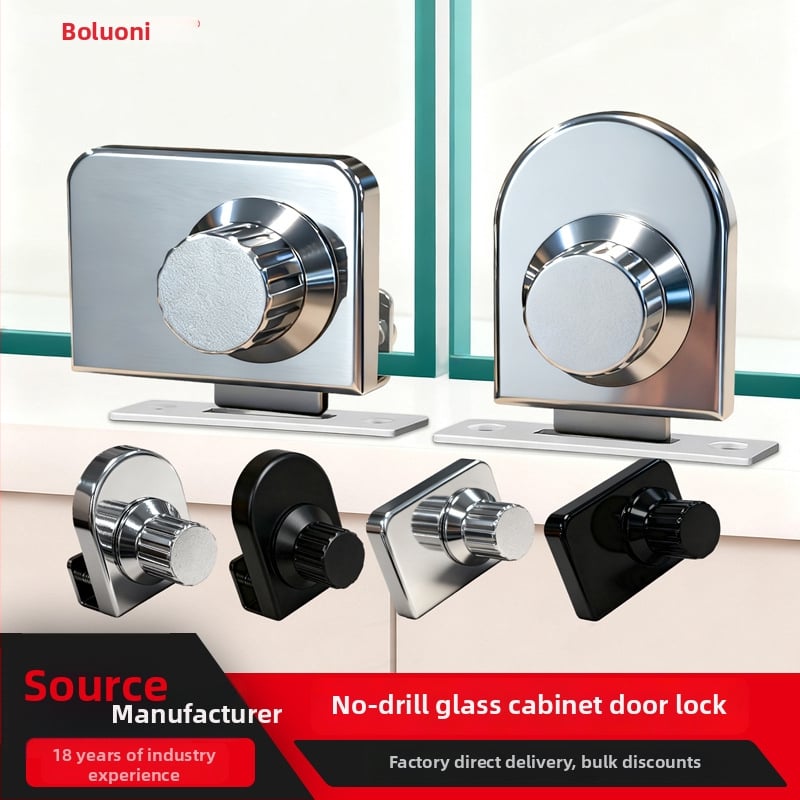 Üvegvitrinajtó zár cz-001 – cinkötvözet, kulcs nélküli, felületre szerelhető