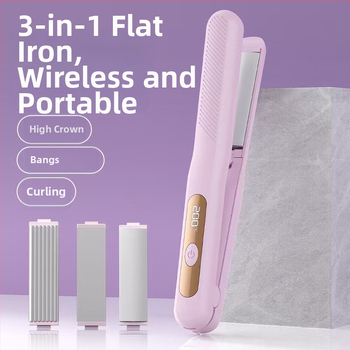 Bezdrôtové zariadenie na rovnanie a kučeravanie vlasov s 3v1 hlavou, titan-turmalín povrch, vykurovacia doska <15 mm, 3 úrovne teploty, 5W