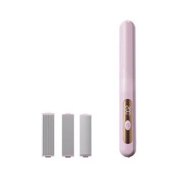 Bezdrôtové zariadenie na rovnanie a kučeravanie vlasov s 3v1 hlavou, titan-turmalín povrch, vykurovacia doska <15 mm, 3 úrovne teploty, 5W