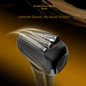 Elektrická holiaca brúska s hlavou s 4 čepeľami, umývateľná hlava, LED displej, vstavaná batéria 1000–1200 mAh, nabíjateľná, mokré a suché holenie, motor s kefou, nízka hlučnosť