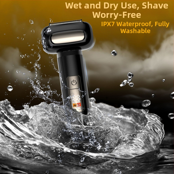Elektrická holiaca brúska s hlavou s 4 čepeľami, umývateľná hlava, LED displej, vstavaná batéria 1000–1200 mAh, nabíjateľná, mokré a suché holenie, motor s kefou, nízka hlučnosť