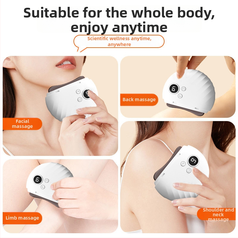 Elektriskais Gua Sha sejas masieris ar apkures funkciju un meridiānu suka (Modelis JN-008, USB barošana, temperatūras kontrole 40–50°C, 4 ātrumi, ABS+bianstone)