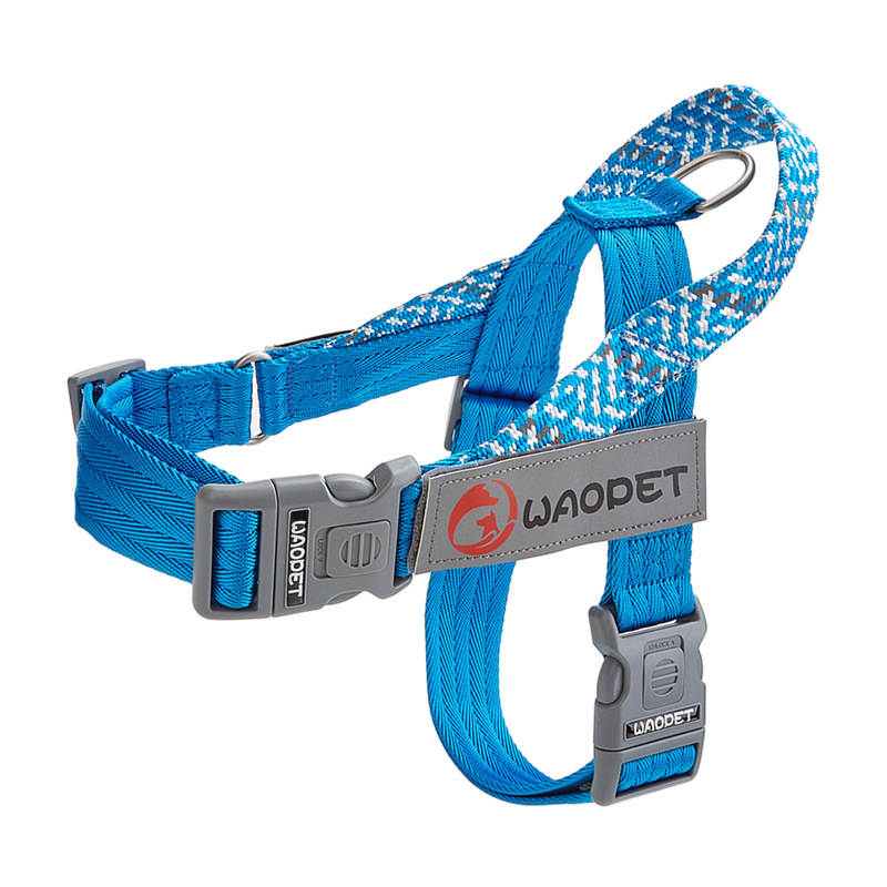 WAOPET дишаща нейлонова шлейка за кучета с гръдни и гръбни презрамки, неподвижна каишка