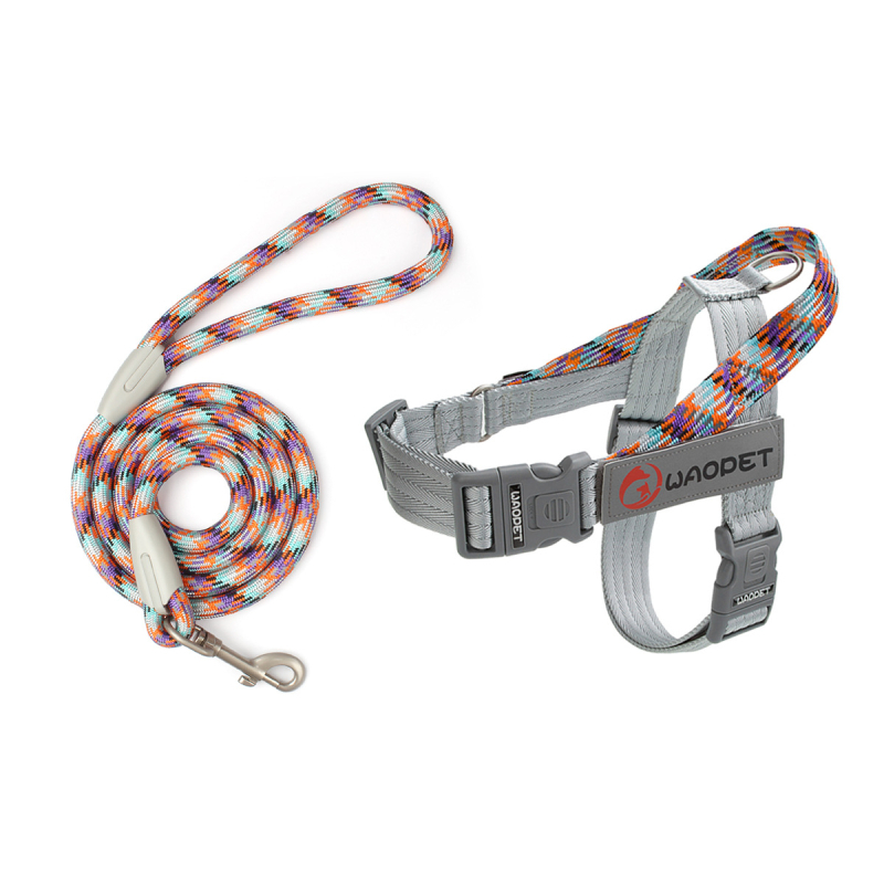 WAOPET дишаща нейлонова шлейка за кучета с гръдни и гръбни презрамки, неподвижна каишка