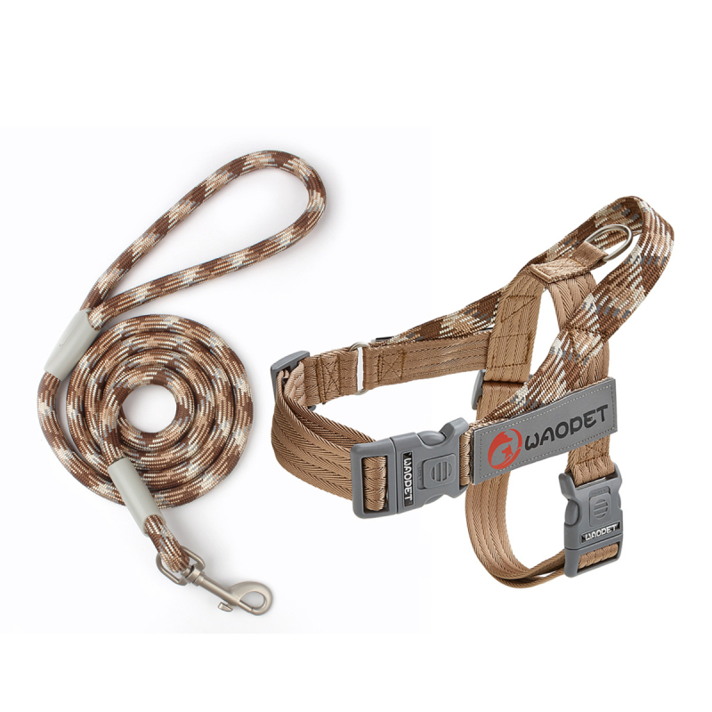 WAOPET дишаща нейлонова шлейка за кучета с гръдни и гръбни презрамки, неподвижна каишка
