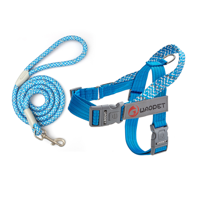 WAOPET дишаща нейлонова шлейка за кучета с гръдни и гръбни презрамки, неподвижна каишка