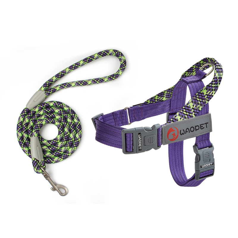 WAOPET дишаща нейлонова шлейка за кучета с гръдни и гръбни презрамки, неподвижна каишка