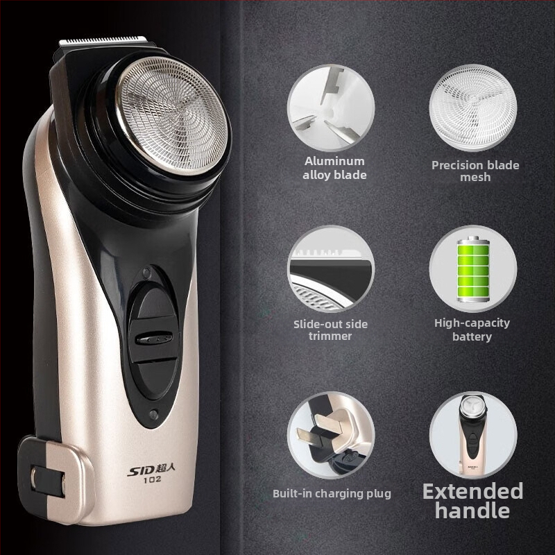 Elektrický holiaci strojček s rotačnou hlavou s 1 čepeľou, umývateľná hlava, bezkartáčový motor, nabíjateľný, 60 minút prevádzky