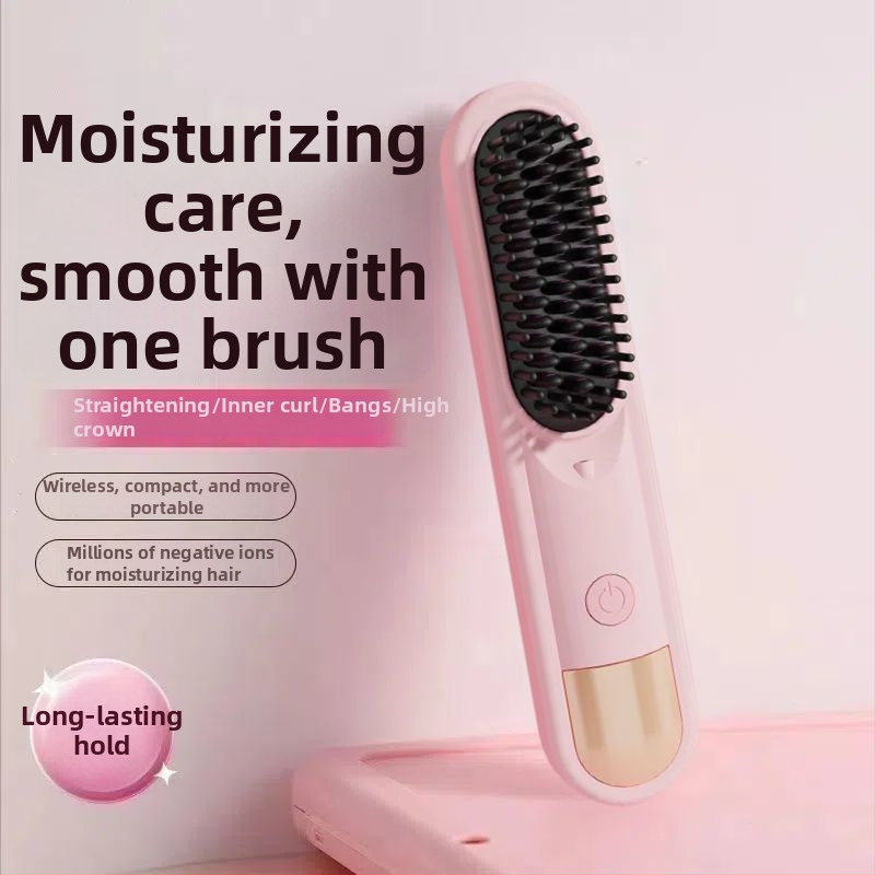 Juhtmeta kahefunktsiooniline juukse sirgendaja ja lokirull koos negatiivsete ioonidega, põletuste vastane, laetav, 4 temperatuuri taset