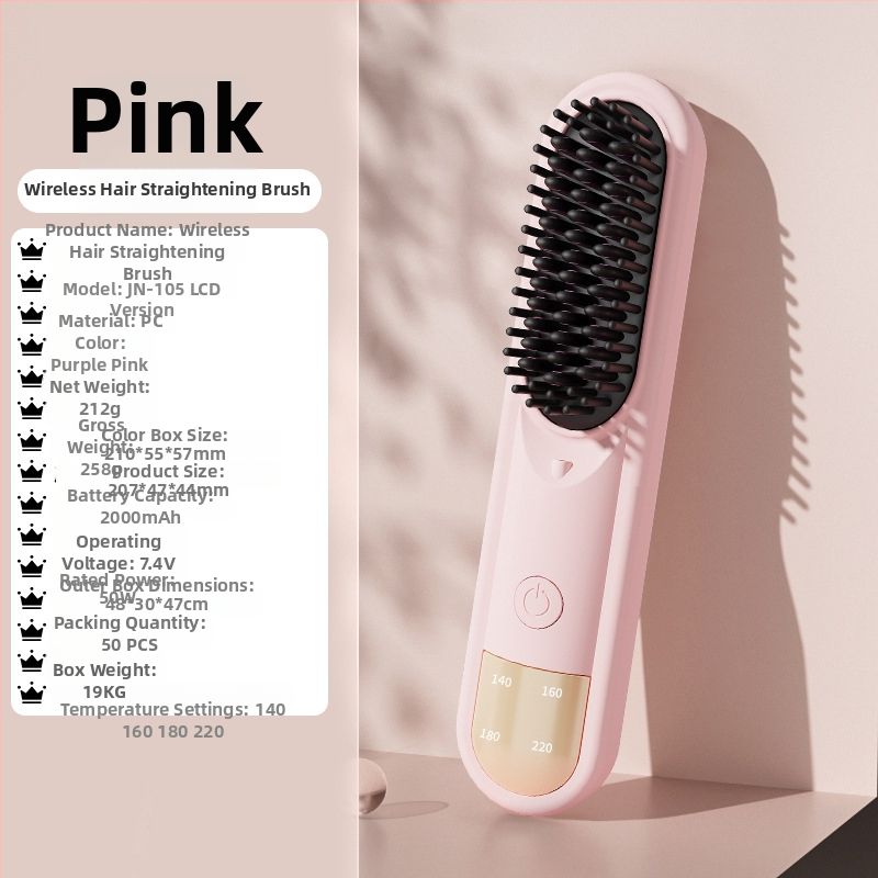 Be laidų dviejų funkcijų plaukų tiesinimo ir garbanos prietaisas su neigiamaisiais jonais, apsauga nuo nudegimų, įkraunamas, 4 temperatūros lygiai