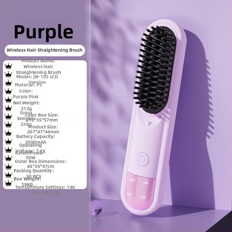 Be laidų dviejų funkcijų plaukų tiesinimo ir garbanos prietaisas su neigiamaisiais jonais, apsauga nuo nudegimų, įkraunamas, 4 temperatūros lygiai